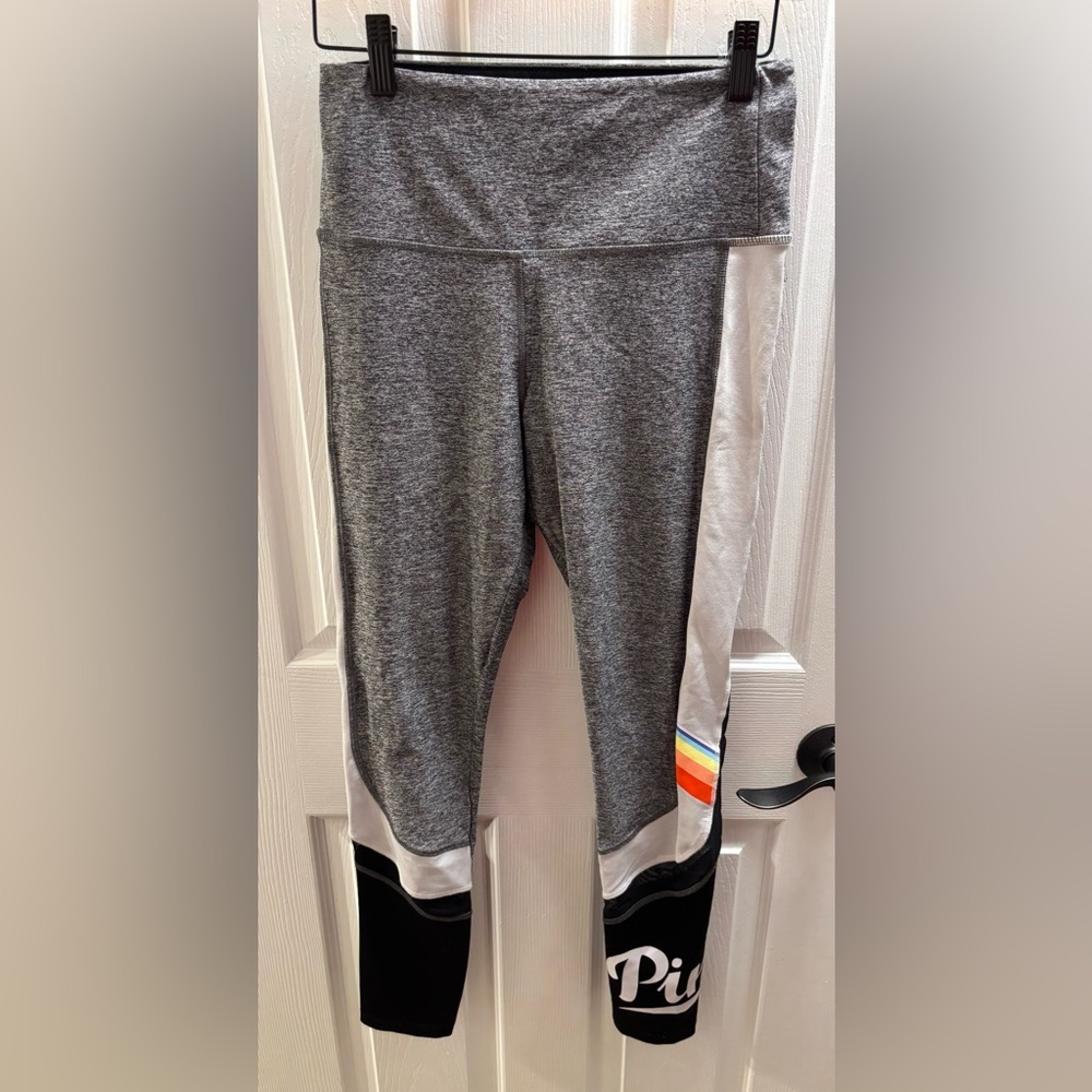 PINK Victoria's Secret Gray Leggings with Rainbow Accent